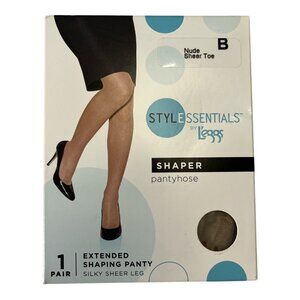 L’eggs Style Essentials Shaper Pantyhose – Nude Sheer Toe, Size B – Extended Sha